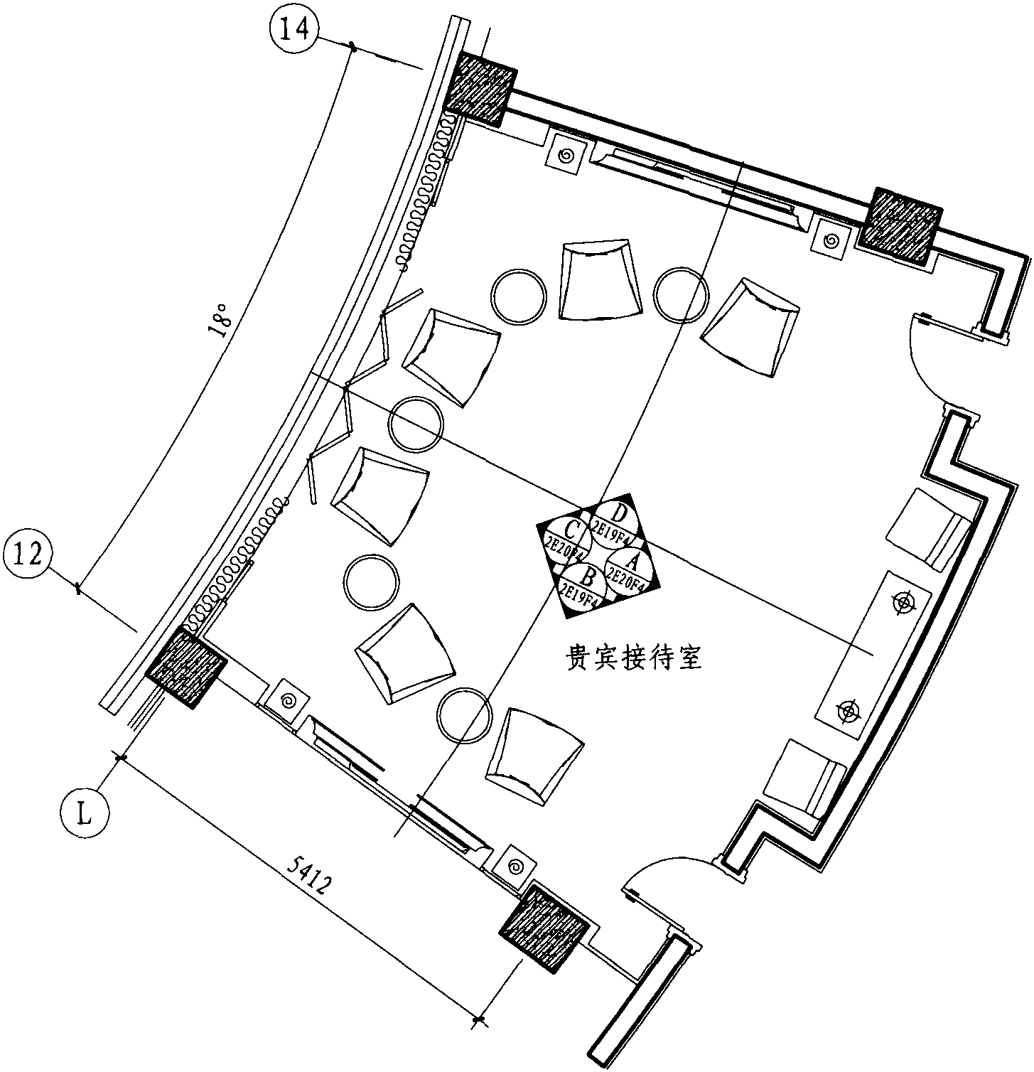 四层贵宾接待室平面布置图 1:100